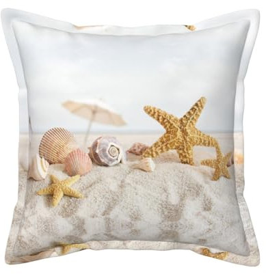 KIROJA Luxuriöses Kissen mit Strandmotiv und Kisseneinsatz, Sofakissen, für drinnen und draußen, Sofa, Bett, Deko-Kissen
