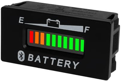 Runleader RL-BI028-BT DC 12V à 48V Bluetooth Shunt Indicateur Voltmètre, fonctionne pour les batteries au plomb, GEL, AGM, Trojian, LiFePO4 et 18650 Lithium.