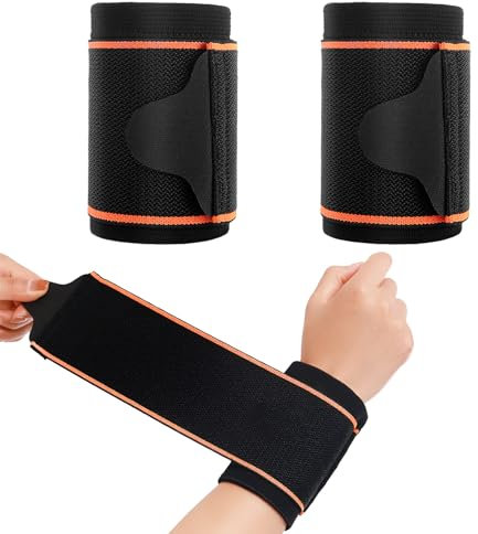 BORISCA 2 Stuck Handgelenk Bandagen, Handgelenkstütze Atmungsaktiv Wrist Wrap Verstellbar Handgelenkschoner Elastisch Sehnenscheidenentzündung Bandage Handgelenk mit Klettverschluss für Sport Fitness