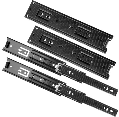 Set da 2 Coppie (4 pezzi) Guide per Cassetti con Chiusura Morbida, Estrattore Totale, Sistema di Tracciamento per Cassetti, Lunghezza 200mm, Meccanismo di estrazione a Sfera con Chiusura Automatica