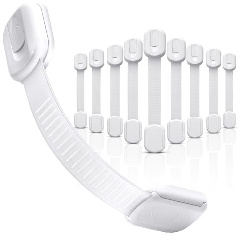 Baby Safety Door Block, 10 Pieces, Drawer Lockers, Latches and Fridge Safety Cupboard Child Protection Baby Home, Extra Strong Adhesive, No Drilling (10 Pieces)