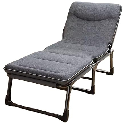 Klappbett Gästebett mit Matratze Vierstufige Einstellung Klappbett Feldbett Campingbett mit 3D Kopfstütze für Outdoor Garten Innen(Gray A,170 * 60 * 30cm)