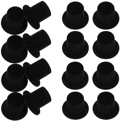 YARNOW 20 Stück Mini Zylinder Hüte Beflockt Schwarz Samt Mini Hüte Zum Basteln Halloween Clown Hut Dekoration Für Puppen Diy Weihnachts- Und Party Zubehör