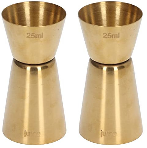 Jigger para bartending, 2 piezas Jigger de cóctel doble Jigger de estilo japonés Jigger de cóctel de acero inoxidable Jigger doble para bar fiesta herramienta de cocina (Oro 25/50ml)