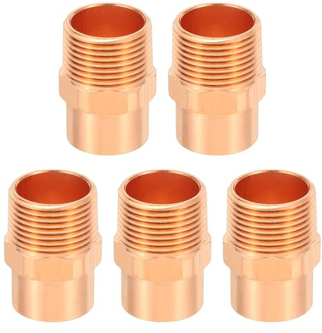 PATIKIL 3/4 Male Adapter Fitting with C x M Connections, 5 Pcs Copper Pipe Fittings with Sweat Solder X FNPT Connection Threaded Tubing Connector for Residential, Commercial