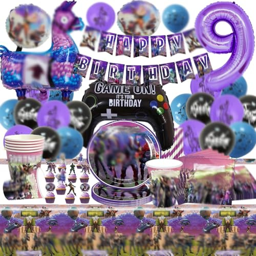 Bemoseng Decoration Anniversaire Jeu Vidéo 9, Décoration Ballons Jeu Vidéo, Gaming Party Supplies, Anniversaire Vaisselle Fête Set, Party Vaisselle, Fournitures de Fête de Jeu Vidéo