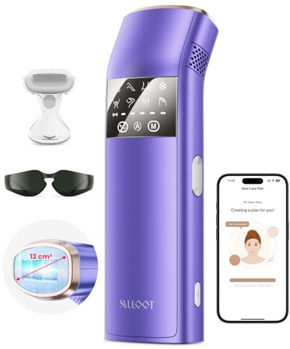 25J Epilatore laser IPL con Triplo Impulso, zaffiro ghiaccio indolore a 3 °C, Epilazione laser definitiva, 999900 impulsi di Luce Pulsata, per Uomo Donna, Ascelle Bikini Corpo,Idea Regalo(viola)