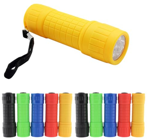 PLLYPE 10 Stück Mini Taschenlampe Kinder, Mini LED Taschenlampe mit 9 LED, Taschenlampe Schlüsselanhänger Klein, Farbige Camping Handlampe für Camping Outdoor Wandern Notfälle