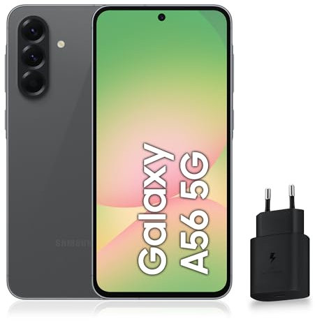 Samsung Galaxy A56 5G, Smartphone Android, 128 Go, Chargeur Secteur Rapide 25W Inclus, Smartphone déverrouillé, Graphite, Version FR