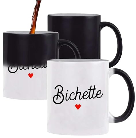 Otshirt Tasse Magique Pas Cher Bichette | Mug qui change couleur avec la chaleur | Idée Cadeau Petite Amie Copine Femme Parfaite Drôle Humour Original Anniversaire Amour Unique