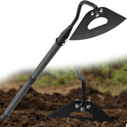 HANGMAICOME Hollow Garden Hoe - Heavy Duty Triangle Weed Hoes for Gardening,68 Adjustable Long Handle, Sharp Blade Hand Weeding Tool for Vegetable Gardens, Flower Beds, Lawn Edges & Tight Spaces