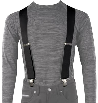 Oxford Motorcycle Riggers Braces Elasticated Motorbike Rider Trouser Pant Suspenders for Men - Black