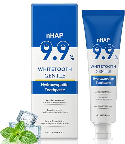 9.9% Hydroxyapatite Toothpaste for Enamel Repair & Remineralizing Gum, Nano Hydroxyapatite Enamel Repair Toothpaste, Fluoride-Free Whitening for Sensitive Teeth,Fresh Mint