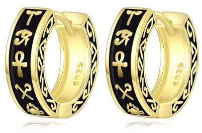 POPLYKE Ankh Hoop Earrings 925 Sterling Silver Eygpt Ankh Hoop Earrings Eygptian Jewelry Gifts for Women Men