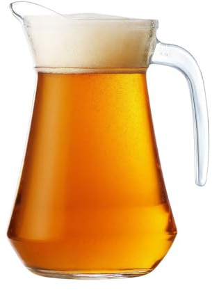 Jarra de Vidrio 1 Litro para Cerveza y Sangría – Pack 6 Unidades - Vidrio Grueso Resistente, Asa Ergonómica y Base Estable – Ideal para Cervezas, Sangrías, Refrescos y Cócteles