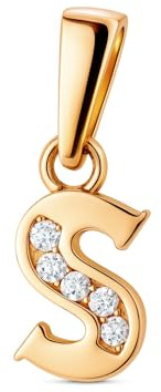 Golders Anhänger Buchstabe S aus 585 Rotgold mit fünf Zirkonia