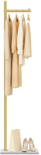 Yawinhe Garderobenständer,174cm Freistehender Kleiderständer,Golden | Metall Garderobe in Baumform;L-förmige Kleiderständer für Kleidung; Jackenständer mit Stabile Felsbasis für Eingänge