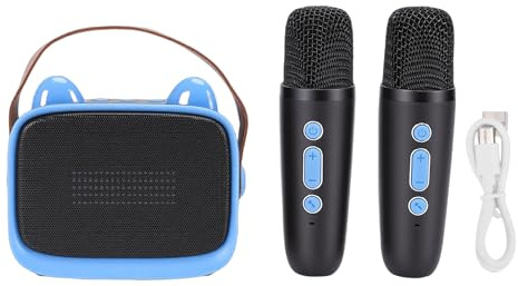 Naroote Mini Macchina Karaoke per Bambini, Microfono Karaoke con Doppi Microfoni Wireless, Altoparlante Portatile per Giochi di Feste in Casa, Viaggi All'aperto, Supporto Stabile per (BLUE)