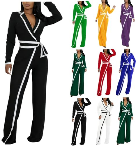 Combinaison Femme Chic pour Soirée Eté Décontractée Ample et Respirant Combinaison élégante et Chic Pantalon Fluide Femmes été Jambes Larges avec Poches Grande Taille Salopette de Travail Plage