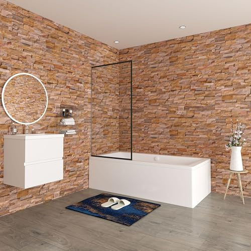 Aica Sanitär Badewannenfaltwand 80x140cm Badewannenaufsatz Festglas 6mm ESG Dusche Duschabtrennung Duschwand