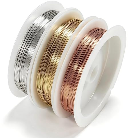 3 Rollen Schmuckdraht Kupferdraht, 3 Farben Golddraht, Silberdraht, Kupferdraht, 0.3 mm x 15 m Dünner Draht zum Basteln, Basteldraht Dünn für DIY-Schmuckherstellung und Blumendekoration