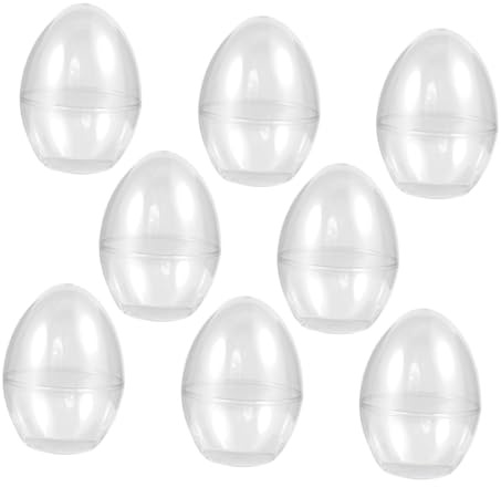 Abaodam 8Pcs Jumbo Plastic Fillable Easter Eggs Egg Shaped Boxes for Easter Craft, Candy Packaging and Holiday Party Use