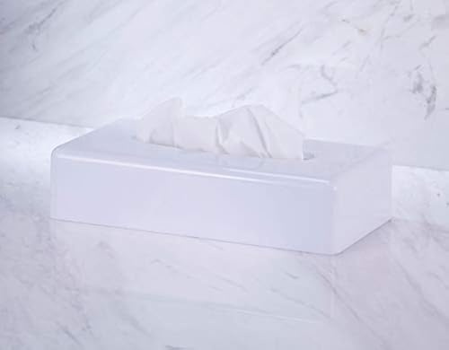VINN DUNN - Dispenser rettangolare per fazzoletti, dispenser per fazzoletti Kleenex per il viso, dispenser per tovaglioli, per bagno, piano di lavoro, tavolo da trucco, colore: bianco