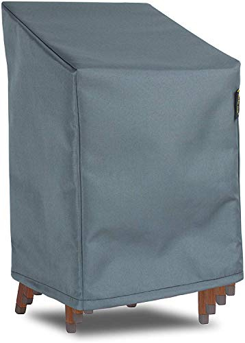 Schutzhülle gartenstühle aufeinandergestapelte Gartenstühle, Wasserdicht, Winddicht, UV-Beständiges, Mit Zugband und Befestigungsclips, bis zu 3 Stühle, Grau, 67x67x80/110H cm