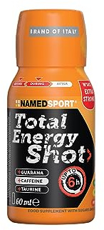 NAMEDSPORT> Total Energy Shot> Naranja, Energy Shot con cafeína, taurina y guaraná, Útil en deportes de resistencia, Con vitamina B12 para contrarrestar la fatiga, Marca de Italia, Caja de 25