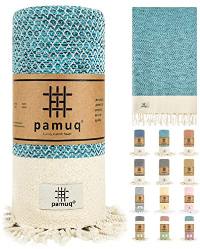 pamuq Strandtuch XXL Saunatuch Badetuch Hamamtuch Groß Baumwolle Duschtuch Pestemal Handtuch Fouta Pareo Yoga Decke Sporttuch Sarong Herren Damen