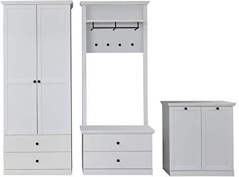 trendteam smart living - 3-teilige Garderobenkombination Garderobenmöbel - Garderobe - Baxter - Aufbaumaß (BxHxT) 273 x 200 x 41 cm - Farbe Weiß - 186091301