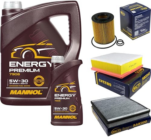 Filter Set Inspektionspaket 6 Liter MANNOL Motoröl Energy Premium 5W-30 API SN/CF SCT Germany Innenraumfilter Luftfilter Ölfilter