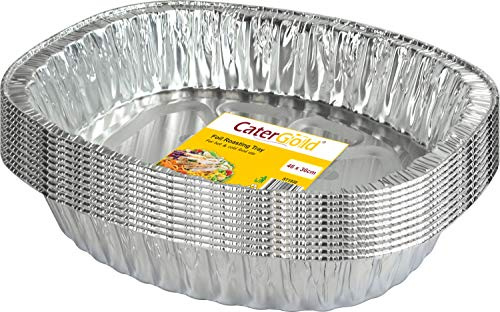 Large Oval Disposable Aluminium Foil Trays 46 x 36 x 8cm approx (10 pack)