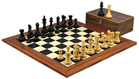 Chessgammon CHESS BOARD WOODEN CHESS SET FOR ADULT HANDCRAFTED LARGE TRADITIONAL GAMES PALISANDER BOARD EBONISED PROFESSIONAL STAUNTON WEIGHTED CHESS PIECES 20