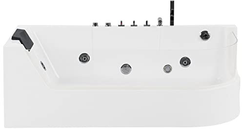 Bañera de hidromasaje de acrílico sanitario blanco frontal transparente con LED 170 x 85 cm con reposacabezas estilo moderno Acuario
