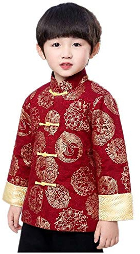 hooyi Garçons Chinois Costume Traditionnel Vêtements Enfants Manteau Matelassé Chinois Tenue Printemps Festival Garçon Survêtement