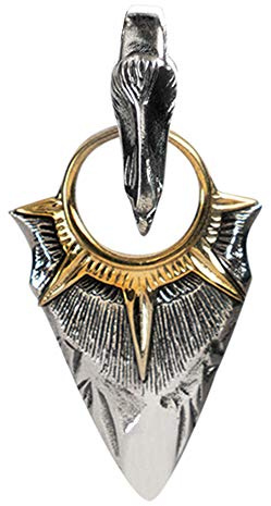 ForFox Vintage 925 Sterling Silber Pfeilspitze Halskette Speerspitze Anhänger mit Adlerkopf für Herren Damen 50cm Kette