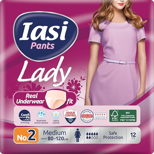 IASI Pants LADY, Compresas Incontinencia Mujer, Braguitas para Pérdidas de Orina Abundante, Absorción Plus, Talla M, 12 Unidades