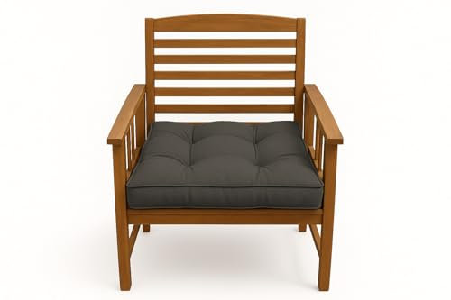 chilly pilley Cojín para Silla con Asa Cojín Acolchado para Silla Cojín para Silla Muchos Colores Y Tamaños Cojín para Jardín (60 x 60, Gris)