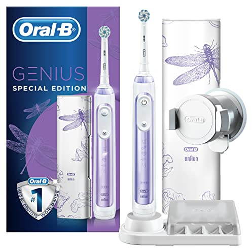 Oral-B Genius Special Edition Elektrische Zahnbürste, Sonderedition, Zahnbürstenhalter mit künstlicher Intelligenz, mit Reiseetui, Violett
