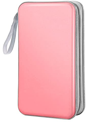 Bivisen CD Case Wallet, 80 Capacity DVD VCD Media Blu-ray Case Wallet Holder Storage Organizer (Light Pink)