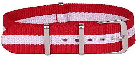 Sjzwt Nylon Uhrenarmband 12mm-22mm-Marine-Weiß Rot NATO-wasserdichtes Nylon Bügel-Uhrenarmband, Rot Weiß Rot, 18mm