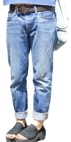 Onsoyours Damen Weite Jeans Hosen Elastische Taille Tapered Haremshosen Schnitt Straight Blumendruck Baggy Boyfriend Jeanshosen Z1 Blau XL