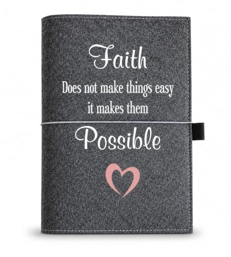 Filz-Buchhülle DIN A5 mit Faith-Schriftzug – Notizbuch Cover Geschenk | Hochwertige Filzhülle DIN A5 mit Faith-Schriftzug – stilvoller Buchumschlag für Notizbuch, Kalender oder Tagebuch