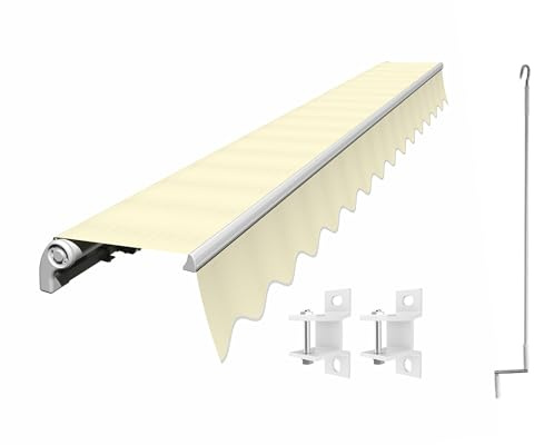 Eclipse Gelenkarmmarkise Economy 2,5x2m mit Handkurbel Markise Sonnenschutz Balkon Terrassenüberdachung Markisenstoff 280g/m² Polyester (PE) inklusive UV-Schutzfaktor 50+, Markisentuchfarbe: Beige