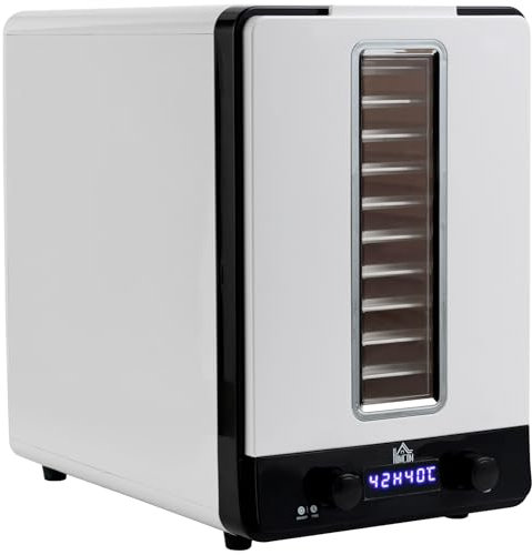 HOMCOM 11 Tier Food Dehydrator, 550W Food Dryer Machine with 40-70℃ Adjustable Temperature, 1-48h Timer and LCD Display for Drying Fruit, Meat, Vegetable, Jerky and Pet Treat, White