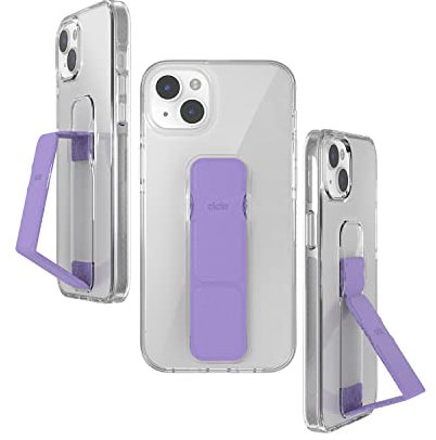 CLCKR Case Designed for iPhone 14 Plus with Phone Grip | Ultra-Thin Phone Case with Phone Stand | 6.7 Inch Clear Purple | Shockproof Phone Holder with Raised Edges to Protect Your Screen/Camera