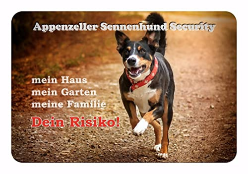 Merchandise for Fans Warnschild - Schild aus Aluminium - Motiv: Appenzeller Sennenhund (03) - Größe: 30x20cm