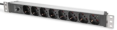 Multipresa Digitus Con Profilo In Alluminio E Prefusibile, Uscita Italiana 8 Vie, Linea Di Alimentazione 2 M Spina Iec C14