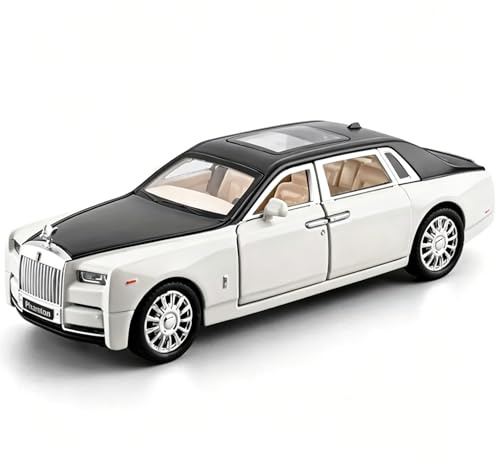 TGRCM-CZ Kompatibel mit 1/32 Rolls-Royce Phantom Modellauto Spielzeugauto mit Sound und Licht für Kinder, Jungen und Mädchen, Metallkörper, Tür geöffnet, Weiß